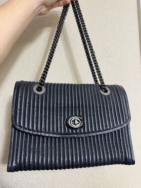 RARE Coach Parker Quilted black gunmetal rivets bag